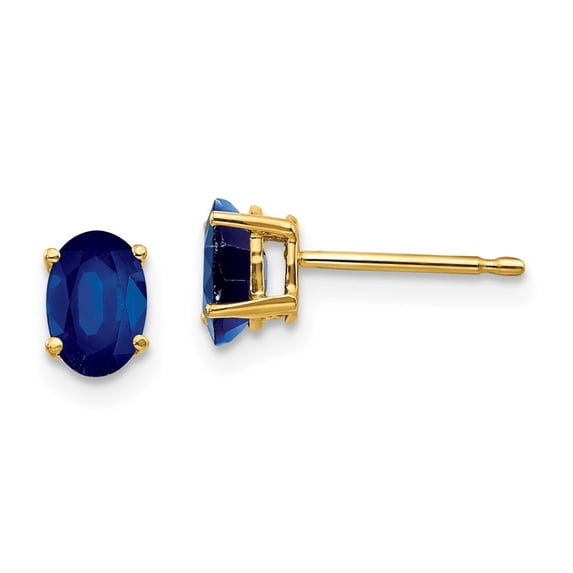 Auriga 14k Yellow Gold Sapphire Stud Earrings for Women(L- 6mm, W- 4mm)