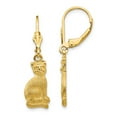 thumbnail image 1 of Auriga Fine Jewelry 14K Yellow Gold Satin Cat Dangle Earrings for Women (L- 34mm, W-8mm), 1 of 6