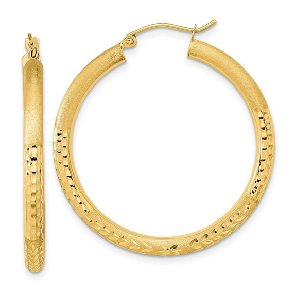 Auriga Fine Jewelry 14K Yellow Gold Satin Hoop Earrings for Women (L- 36.79mm, W- 35.1mm)
