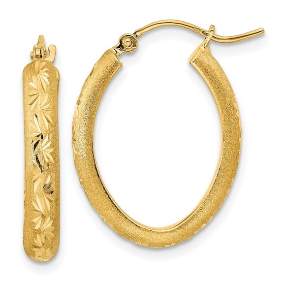 Auriga Fine Jewelry 14K Yellow Gold Satin Oval Hoop Earrings for Women (L- 22.92mm, W- 17.05mm)
