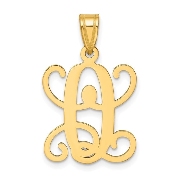 Auriga 14k Yellow Gold Script Letter O Initial Pendant for Women