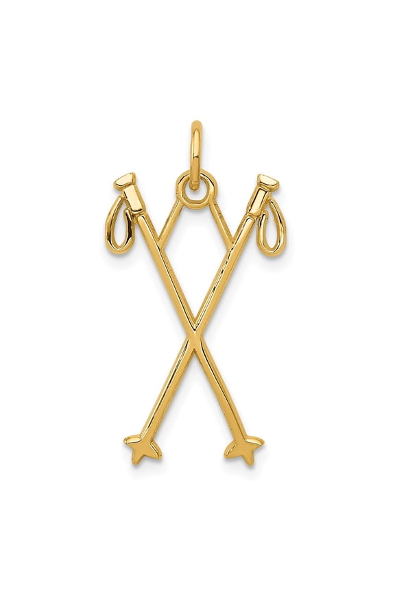 Fine Jewelry 14K Yellow Gold Ski Poles Charm for Women
