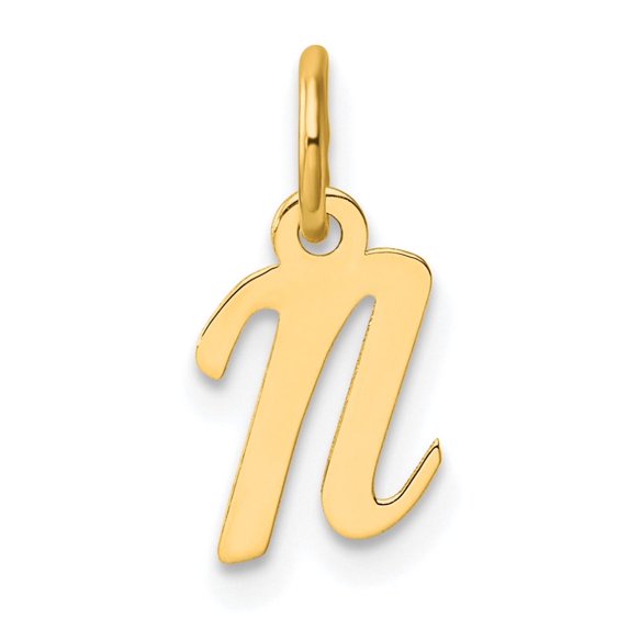 Auriga 14k Yellow Gold Script Letter N Charm for Women (L-15 mm)