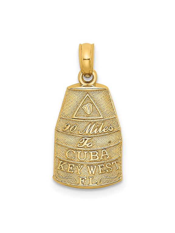 14k Yellow Gold Small Southern Most Point USA / KEY WEST FL Charm (L - 20.5 mm, W - 10 mm)