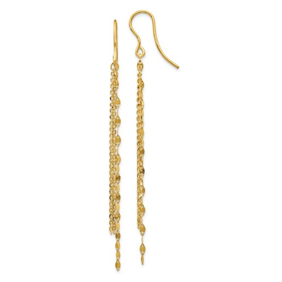 Auriga Fine Jewelry 14K Yellow Gold Tassel Dangle Shephard Earrings for Women (L-75mm, W-2mm)