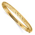 thumbnail image 1 of Auriga Fine Jewelry 14K Yellow Gold Textured Diamond-cut Twisted Hinged Bangle Size 7.5 for Women, 1 of 6