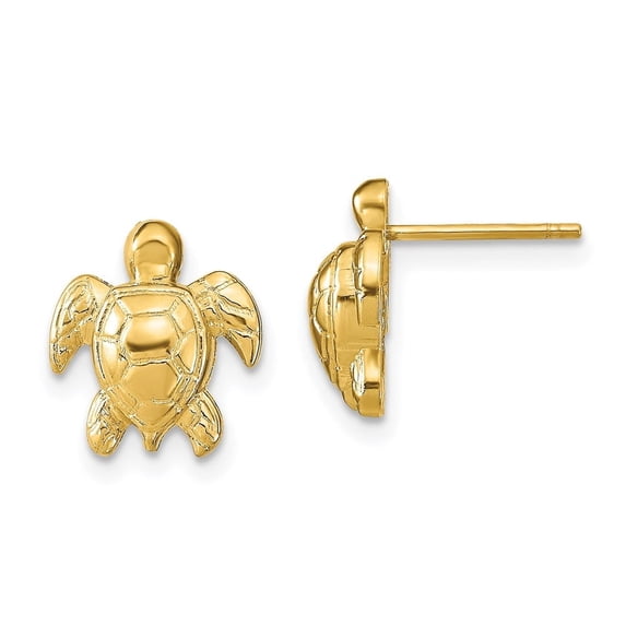 Auriga Fine Jewelry 14K Yellow Gold Turtle Stud Earrings for Women(Length-11.2mm)
