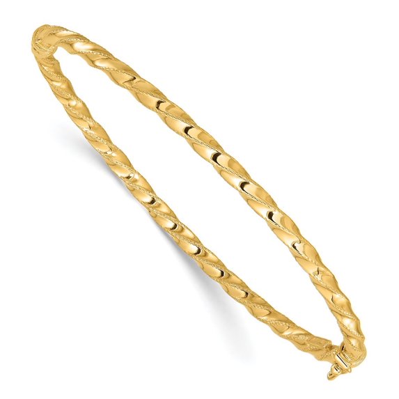 Auriga Fine Jewelry 14K Yellow Gold Twisted 3.20mm Hinged Bangle for Women