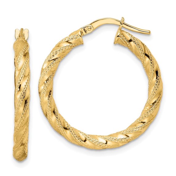 Auriga Fine Jewelry 14k Yellow Gold Twisted Hoop Earrings for Women