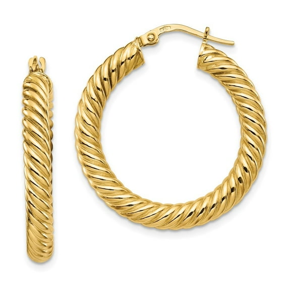 Auriga 14k Yellow Gold Twisted Hoop Earrings for Women (L-30mm, W-28.23mm)