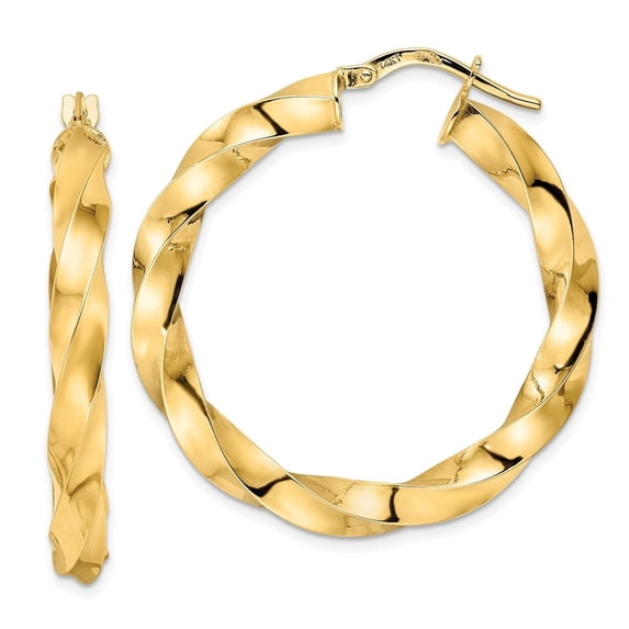 Auriga Fine Jewelry 14K Yellow Gold Twisted Hoop Earrings for Women (L- 34.6mm, W- 32.4mm)