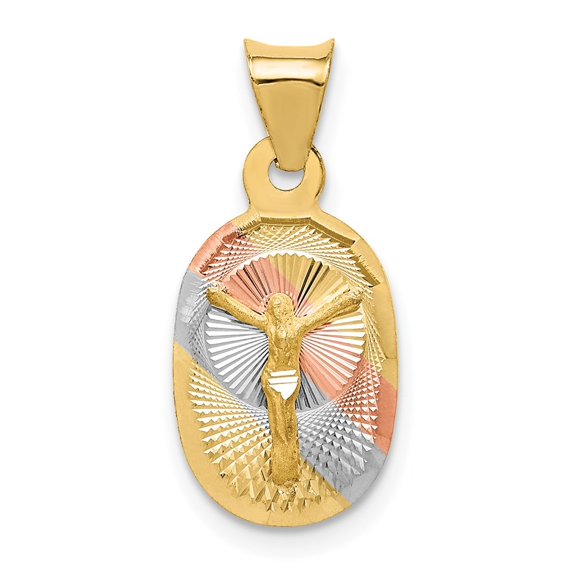 Auriga 14k Yellow Gold w/Rose and White Rhodium D/C Corpus Oval Pendant for Women