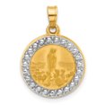 thumbnail image 1 of Auriga Fine Jewelry 14K Yellow Gold with Rhodium Satin and Polished St Anthony Medal Circle Pendant for Women (L- 21.5 mm, W- 16.2 mm), 1 of 6