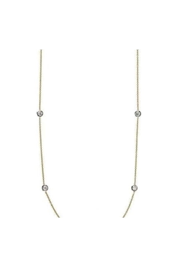 18K Two-tone Gold Diamond Stations Necklace for Mens 20" (0.927ct, Color- G-H, Clarity- SI1)