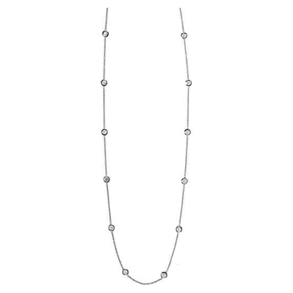 Auriga Fine Jewelry 18K White Gold Diamond Stations Necklace for Men 20" (0.8ct, Color- G-H, Clarity- SI1)