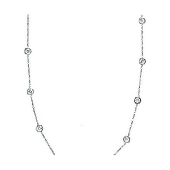 Auriga Fine Jewelry 18K White Gold Diamond Stations Necklace for Women 18" (1.442ct, Color- G-H, Clarity- SI1)