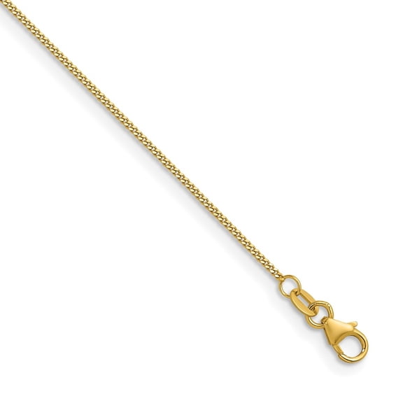 Auriga 18K Yellow Gold Polished 1.2 mm Solid Curb Chain Necklace for Women 16"