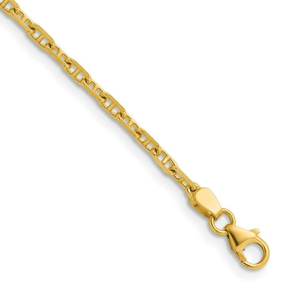 Auriga 18K Yellow Gold Polished 2.7 mm Solid Anchor Chain Necklace for Women 16"