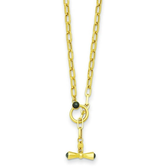 Auriga 18K Yellow Gold Polished Sapphire Fancy Link Toggle Necklace for Mens 24"