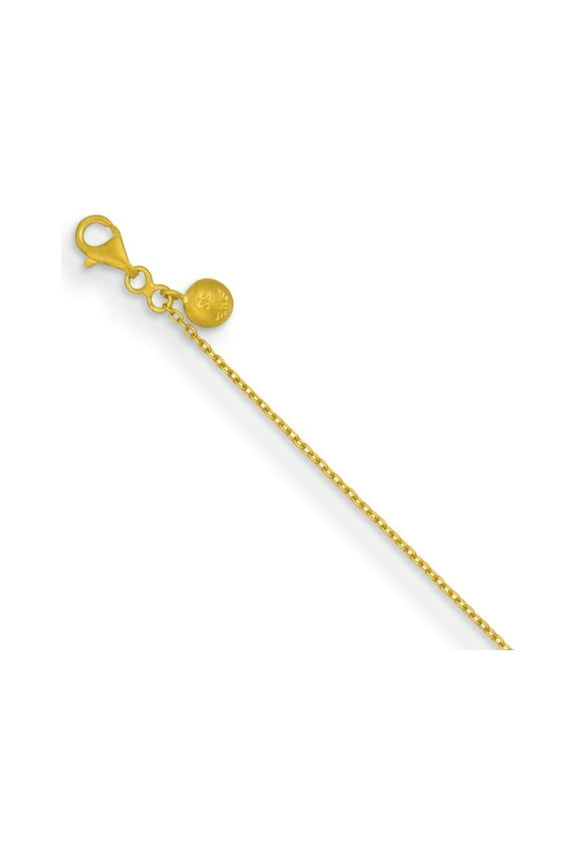 22K Yellow Gold Polished 1.3 mm Solid Cable Chain Necklace for Women 24"