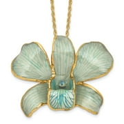 Auriga 24K Gold-trim Lacquer Dipped Blue Real Dendrobium Orchid 20in Gold-tone Necklace for Women 20"