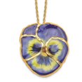 thumbnail image 1 of Auriga Fine Jewelry 24K Gold-trim Lacquer Dipped Blue Real Pansy with Gold-tone Necklace for Women 20", 1 of 6