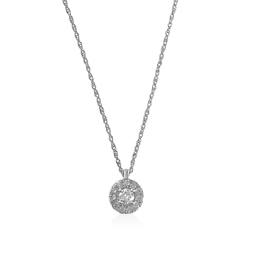 Auriga 925 Sterling Silver 1/4 Carat Diamond Cluster Pendant Necklace ...