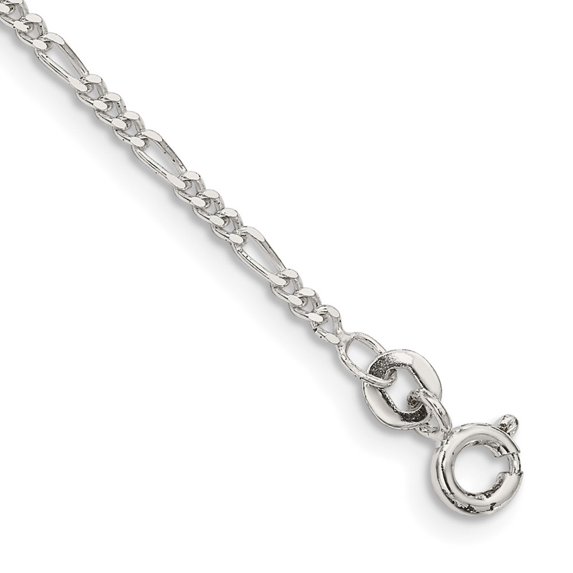 Auriga Fine Jewelry 925 Sterling Silver 1.75mm Figaro Chain Bracelet 7inch for Women