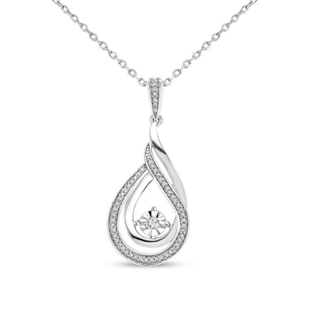 Auriga 925 Sterling Silver 1/8 Carat Diamond Infinity Necklace 18
