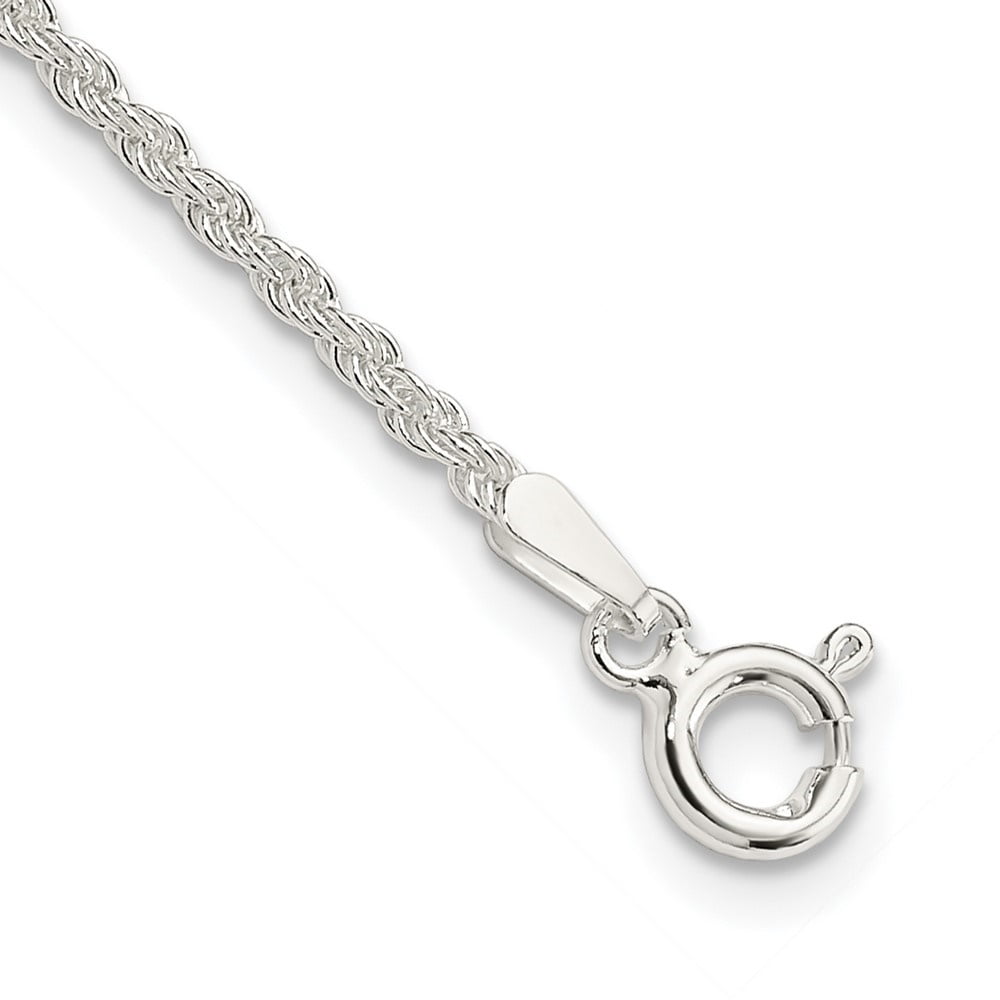 Auriga Fine Jewelry 925 Sterling Silver 1.8mm Solid Rope Chain 9inch Anklet for Women