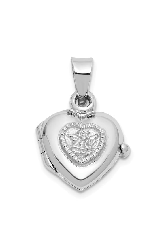 925 Sterling Silver 11mm Guardian Angel Heart Locket Pendant(L- 16.4mm, W- 12mm) Valentine's Day Gift for Women