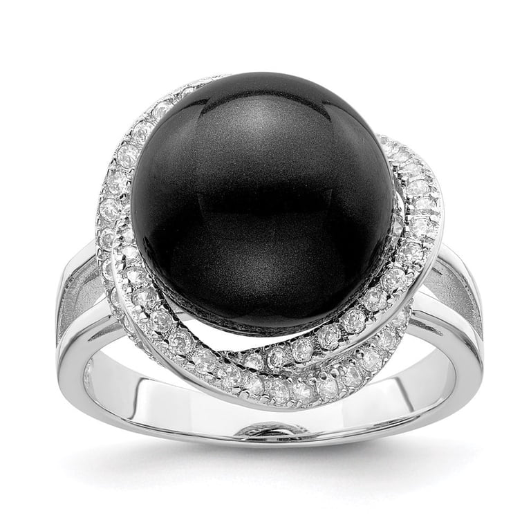Auriga Fine Jewelry 925 Sterling Silver 13 mm Black Pearl and