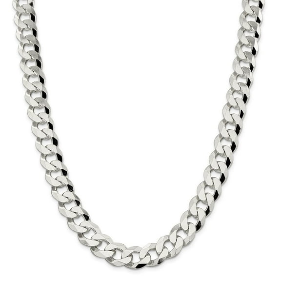Auriga Fine Jewelry 925 Sterling Silver 14 mm Beveled Curb Chain Necklace for Men 20"