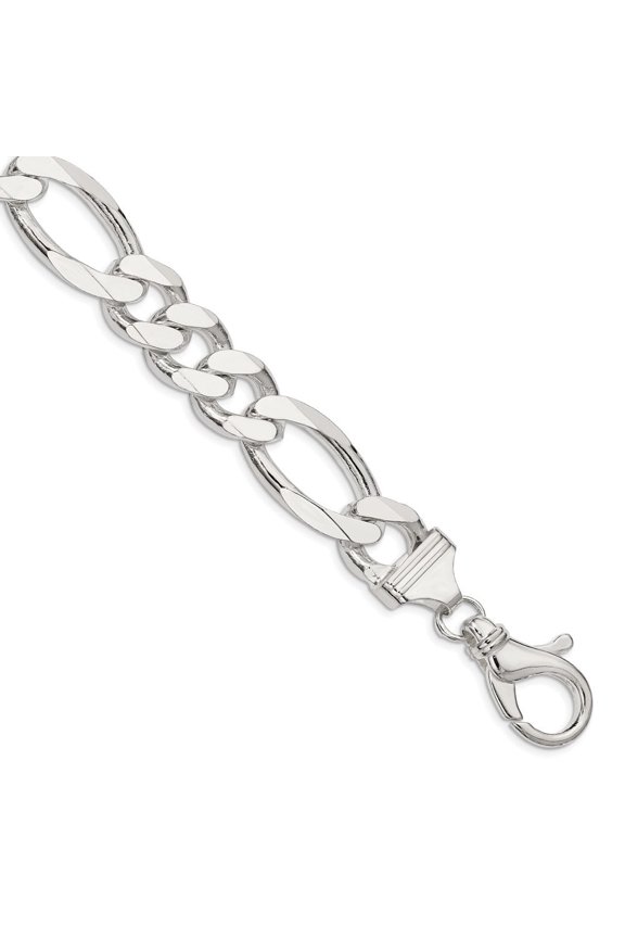 Fine Jewelry 925 Sterling Silver 15mm Figaro Chain Bracelet 9inch for Women