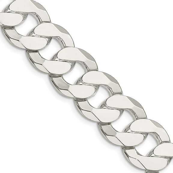 Auriga 925 Sterling Silver 16 mm Flat Curb Chain Necklace for Men 20"