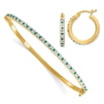 thumbnail image 1 of Auriga 925 Sterling Silver 18k Gold-pltd Diamond and Emerald Hoop Earrings and Bangle Set for Women, 1 of 5