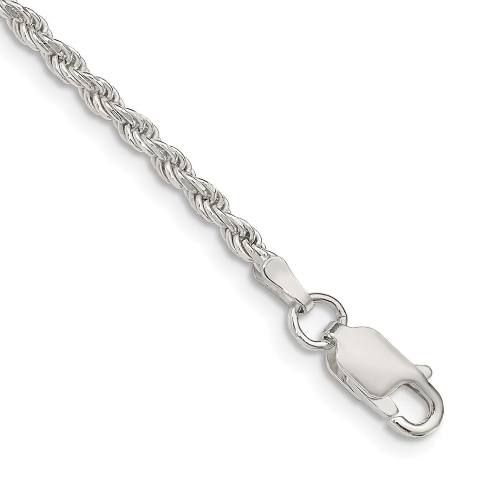 Auriga 925 Sterling Silver 2.25mm Diamond-Cut Rope Anklet 9inch for Women