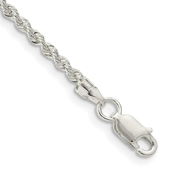 Auriga Fine Jewelry 925 Sterling Silver 2.3mm Solid Rope Chain 7inch Bracelet for Women