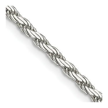 Auriga Fine Jewelry 925 Sterling Silver 2.5 mm Flat Rope Chain Necklace for Women 16"