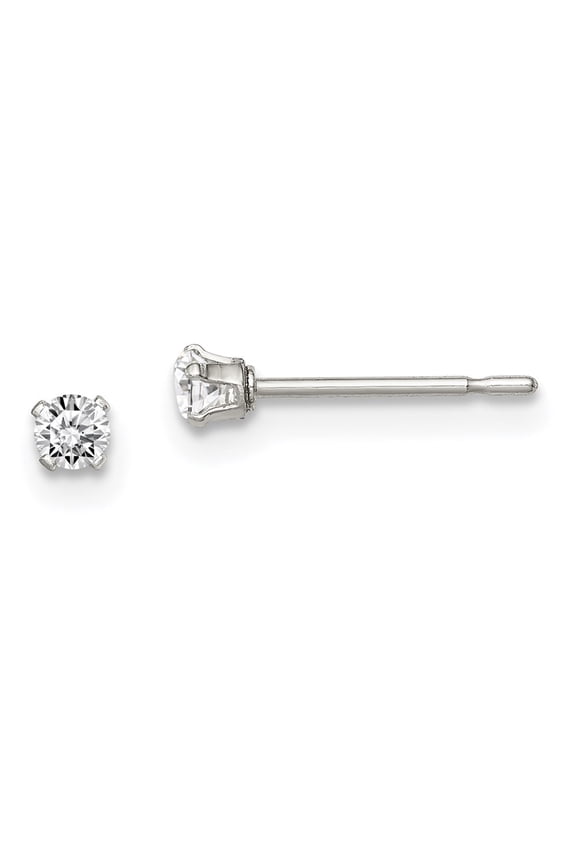 925 Sterling Silver 2.5mm Round Snap Set CZ Stud Earrings for Women(L- 4mm, W- 4mm)