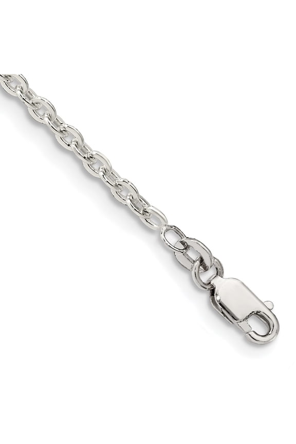 925 Sterling Silver 2.75mm Flat Link Cable Chain Bracelet 7 inch for Women