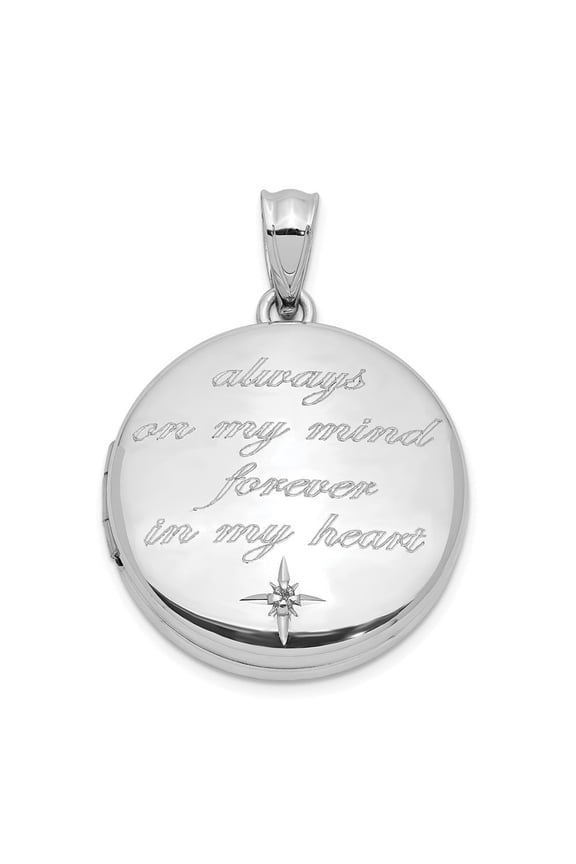 925 Sterling Silver 20mm 0.01ct Diamond Always On My Mind Round Locket Pendant for Women