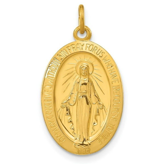 Auriga Fine Jewelry 925 Sterling Silver & 24k Gold -plated Miraculous Medal for Women (L-25.08 mm, W-13.55 mm)