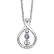 Auriga 925 Sterling Silver 3.12 mm Rhodium-plated White and Purple Topaz Runzi Necklace for Women 18"