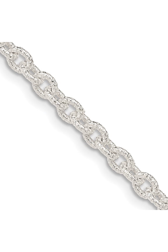 925 Sterling Silver 3.75 mm Fancy Patterned Rolo Chain Necklace for Women 24"