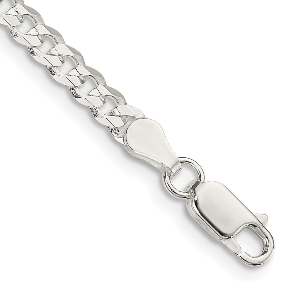 Auriga 925 Sterling Silver 3.8mm Flat Curb Chain Anklet 9inch for Women