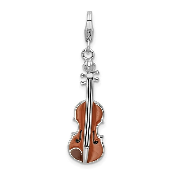 Auriga 925 Sterling Silver 3-D Enameled Viola Charm with Fancy Lobster Clasp (L - 40mm, W - 10mm)