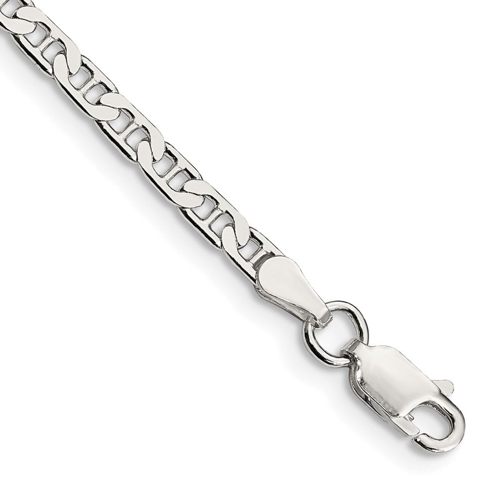 Auriga 925 Sterling Silver 3mm Flat Anchor Anklet 10inch for Women