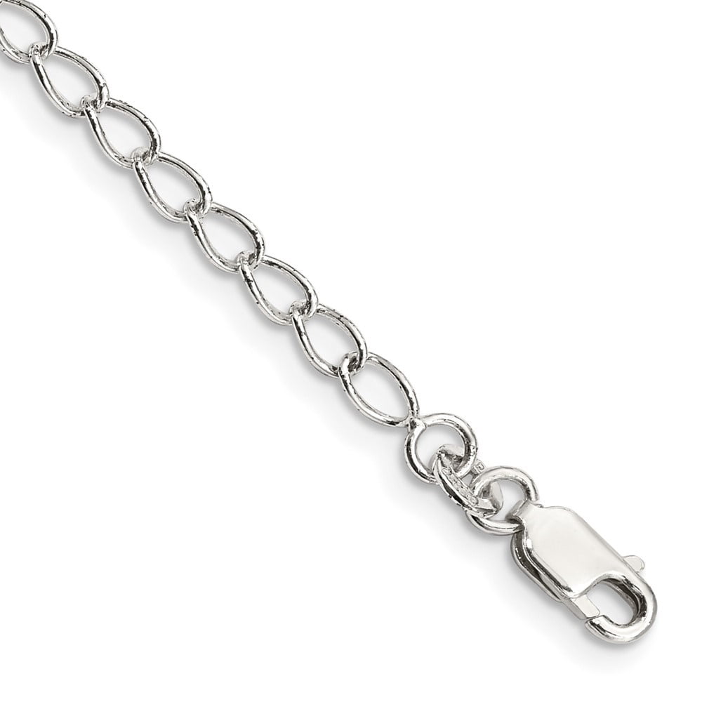 Auriga 925 Sterling Silver 3mm Half Round Wire Open Curb Anklet 10inch for Women