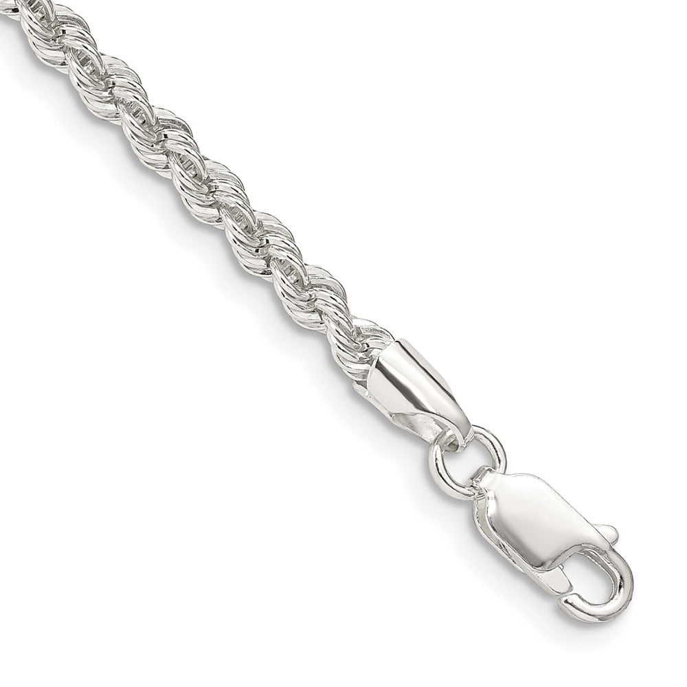 Auriga 925 Sterling Silver 3mm Solid Rope Chain Anklet 9inch for Women